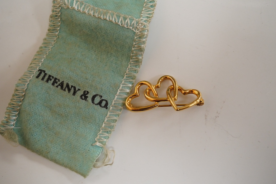 A large quantity of assorted mainly costume jewellery, including a modern Tiffany & Co silver bracelet with heart shaped tag, a pair of Paloma Picasso for Tiffany & Co sterling ear clips, a large 925 and gem set necklace